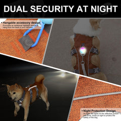 AKAILEA Escape Proof Dog Harness seven-adjustment points in orange for flexible fit.