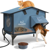 Akentio upgraded heated cat house exterior escape door protects cats outdoors in wind and rain