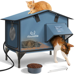 Akentio upgraded heated cat house exterior escape door protects cats outdoors in wind and rain