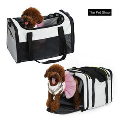 Akinerri cat carrier top-entry view lets pets poke out safely.
