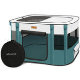 Akinerri foldable dog playpen blue medium setup demonstrates quick assembly for indoors
