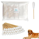 AkoSlale 7-inch bamboo cotton swabs in bulk pack for thorough dog ear cleaning.