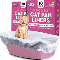 Alfapet litter box liner packaging shows 20-count supply for large to giant pans