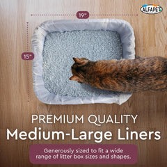 Alfapet liner shows easy cleanup with no tie strings design