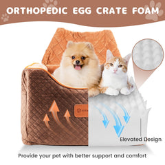 AlfaTok memory foam booster dog car seat memory-foam-closeup emphasizes soft support and quick rebound