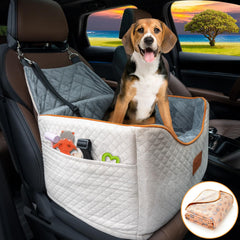 AlfaTok memory foam booster seat front view showing elevated view for small dogs