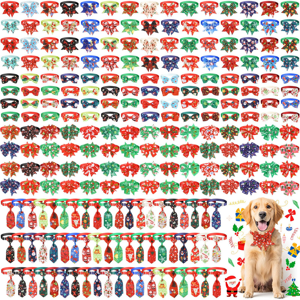 Aliceset Christmas dog bow ties pack with diverse patterns for festive looks.