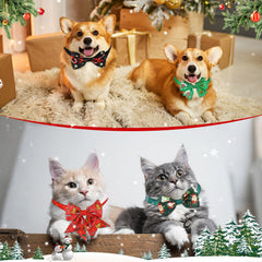 Aliceset multicolor Christmas bow patterns shown on a dog for a stylish holiday look.