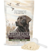 All American Canine weight gainer bottle demonstrates a premium formula for healthy weight gain.