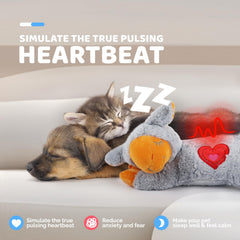 ALL FOR PAWS Heart Beat Toy puppy-snuggle demonstrates calming heartbeat cues for anxious puppies.