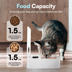 ALL FOR PAWS Timed Dog Feeder programmed schedule graphic illustrates up to four meals