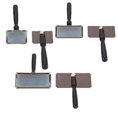 All Systems Slicker Brush Medium in use on dog coat, promoting smoother topcoat.