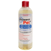 Allersearch Pet+ dog shampoo bottle 16oz for gentle allergen washing and odor control.