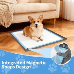 ALOOF Pee Pad Holder raised-edge closeup demonstrates spill containment for mess-free floors