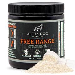 Alpha Dog Nutrition Free Range Joint Supplement bottle shows premium packaging for joint support