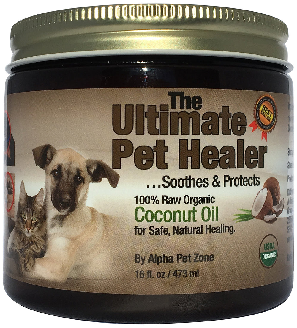 ALPHA PET ZONE coconut oil bottle pour for easy topical application and skin soothing