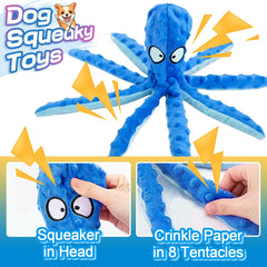 Alphatool squeaky octopus purple toy encourages playful tug-of-war sessions