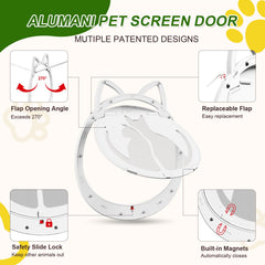 ALUMANI cat door shows durable mesh with PVC coating for longevity