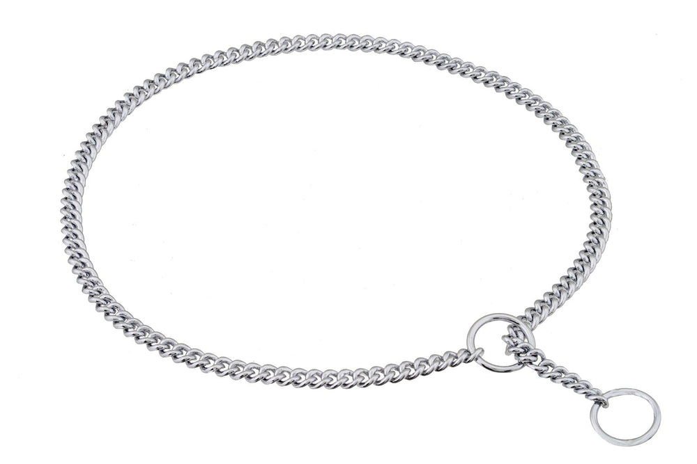 Alvalley metal chain dog show collar chrome—18in long for formal events