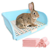Amakunft large rabbit litter box front view shows spacious design for cage setup and training.