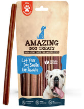 Amazing Dog Treats 12inch bully sticks front view for bulk six-pack chew option.