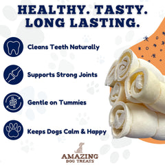 Amazing Dog Treats beef cheek rolls power-chewer friendly treat time.
