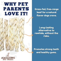 Amazing Dog Treats beef cheek skin chews 6-inch stick ready for durable chew sessions.