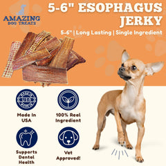 Amazing Dog Treats beef gullet chews closeup emphasizes natural texture for mindful chewing.