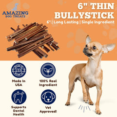 Amazing Dog Treats bully-stick close-up shows thin texture for sensitive chewers