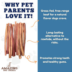 Amazing Dog Treats no-hide bully stick closeup highlighting premium single-ingredient chew.