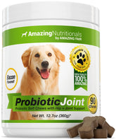 Amazing Nutritionals probiotics bottle showcases bacon liver chews for improved digestion.