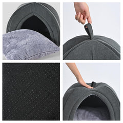 Amazon Basics Cat Cave Bed cozy enclosed space provides private retreat for cats.