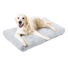 Amazon Basics large dog bed inside crate shows secure fit for crate time.