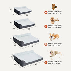 Amazon Basics L-shaped dog bed non-slip base keeps bed stable on hardwood floors.