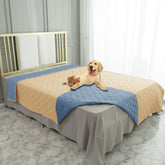 Ameritex dog bed cover flat lay demonstrates furniture protection and color options.