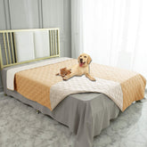 Ameritex waterproof bed cover on a sofa protects furniture from spills and accidents.