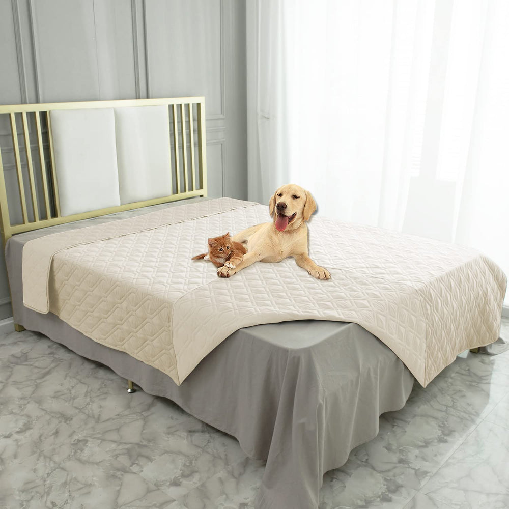 Ameritex waterproof blanket cover on a sofa protecting furniture from spills