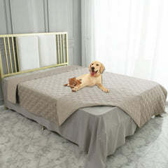 Ameritex waterproof dog bed cover folded, showcasing spill protection for furniture