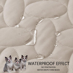 Ameritex Khaki cover on sofa protects furniture while blending with decor.