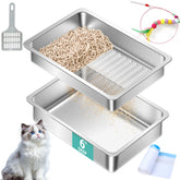 Amibud stainless steel sifting litter box with durable metal finish for lasting performance.