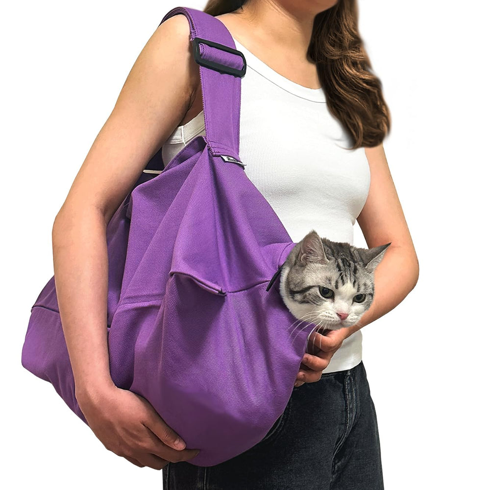 Amkune Cat Carrier Pouch open neck with Velcro for easy, stress-free entry during visits