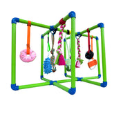 Amlmpet Puppy Play Gym front view with hanging toys for teething and engagement.