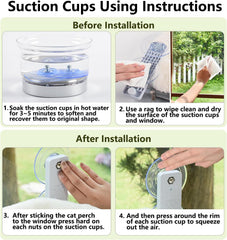 AMOSIJOY cat window perch four suction cups securely mount to glass.