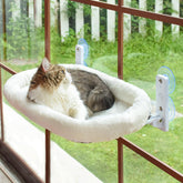 AMOSIJOY cordless cat window perch frame with stainless steel for stable sunlit naps.