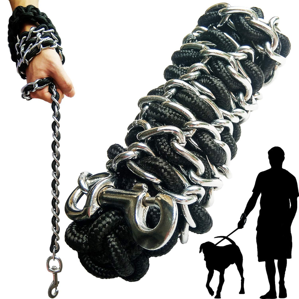 AncBace dog leash with metal chain and nylon rope for strong everyday use.