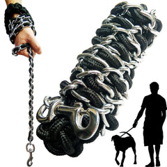 AncBace dog leash with metal chain and nylon rope for strong everyday use.