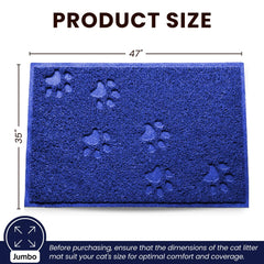 Andalus Brands Jumbo Cat Litter Mat blue side view highlights anti-slip backing
