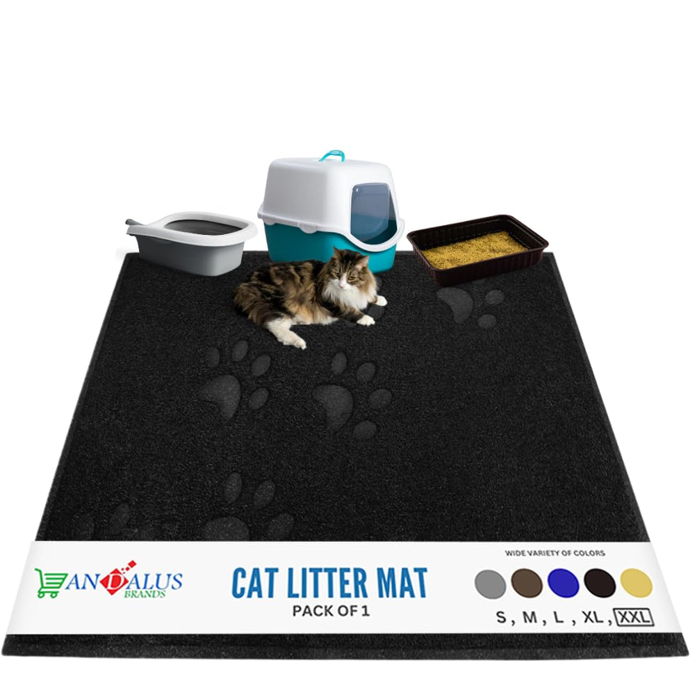 Andalus Brands Jumbo Cat Litter Mat back view shows waterproof, non-slip design for steady placement.