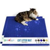 Andalus Brands large cat litter mat front view shows two blue mats trapping litter.