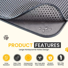 Andalus Brands Large Cat Litter Mat top-down view highlights dual-layer design traps debris.